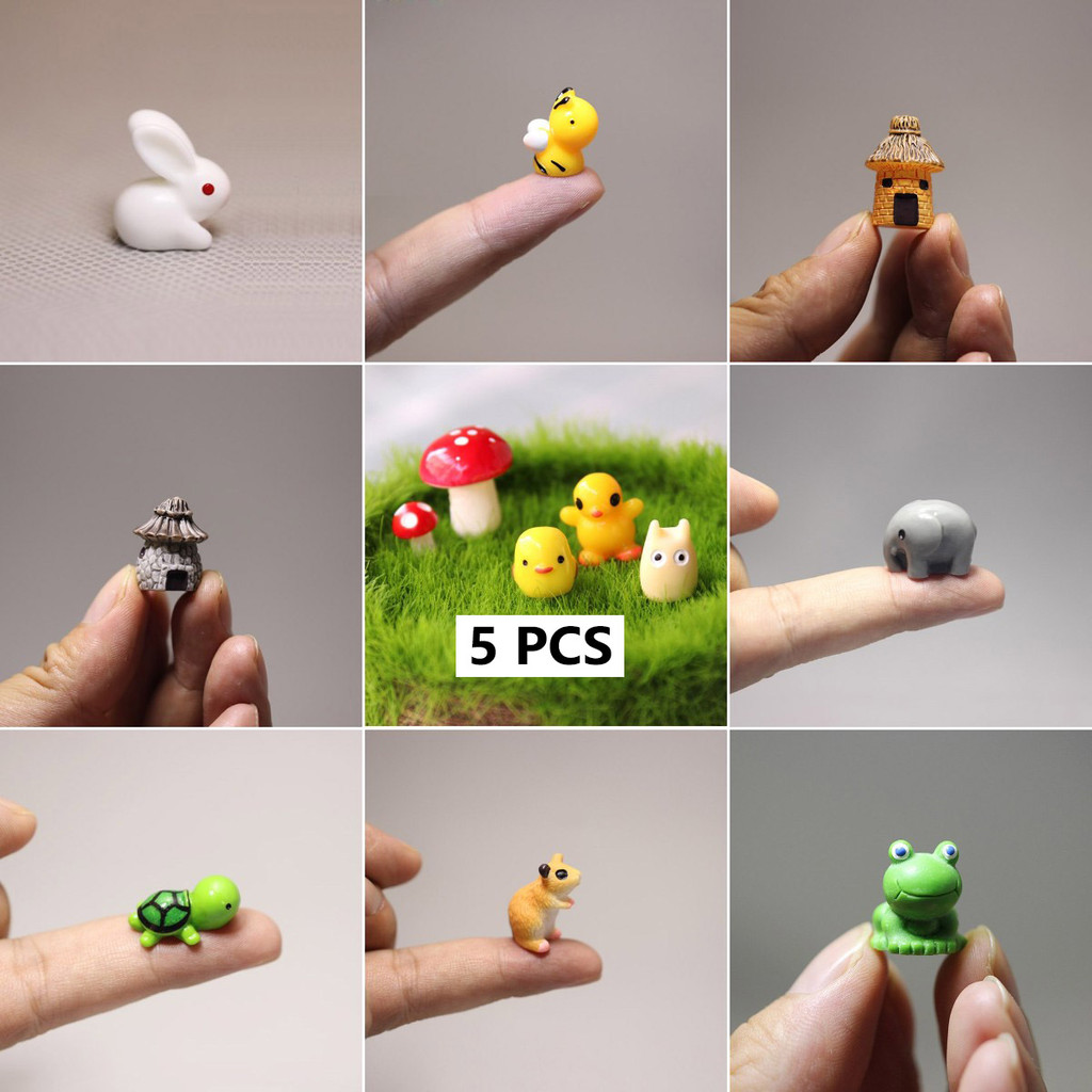 5PCS Miniature Fairy Garden Accessories Mini Animals Ornament Figurines Micro Landscape Decor Rabbit