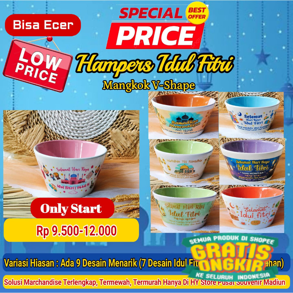 

HAMPERS MANGKOK V-SHAPE LEBARAN IDUL FITRI (ECER)/ New kado
