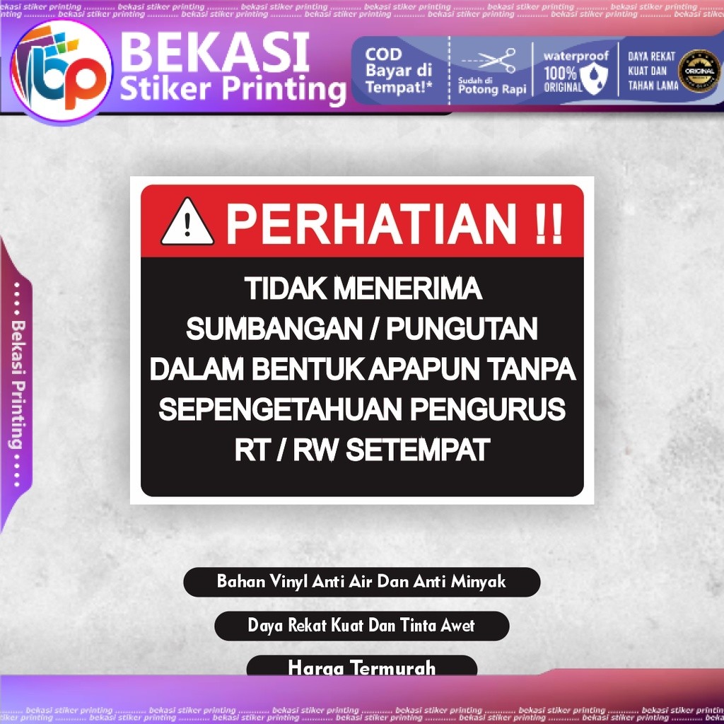 

Stiker Tidak menerima sumbangan Pungutan Dalam Bentuk Apapun Tanpa Seizin Rt Rw Stiker Tidak menerima Pungutan