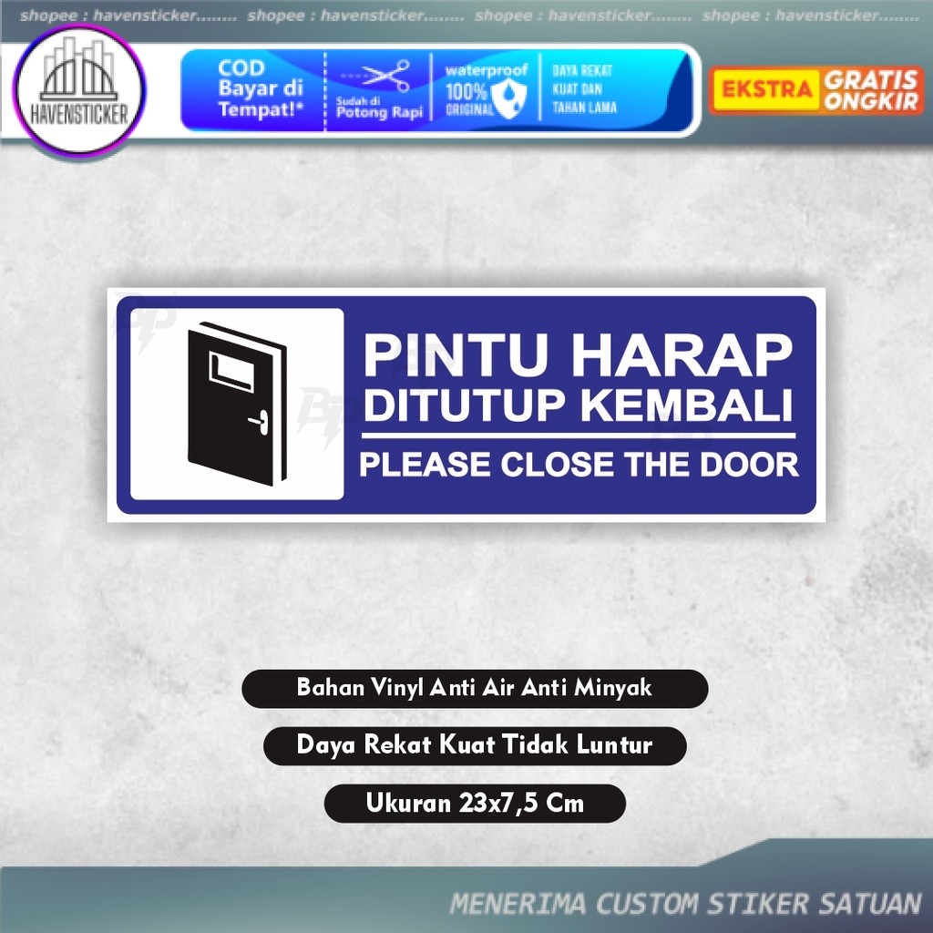 

Sign Sticker label pintu harap ditutup kembali - stiker pintu tutup kembali - sticker pintu - sticker tutup pintu