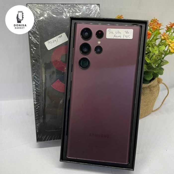 Samsung Galaxy S22 Ultra 5G 12/256GB RESMI SEIN - SECOND FULLSET - Colors BURGUNDY