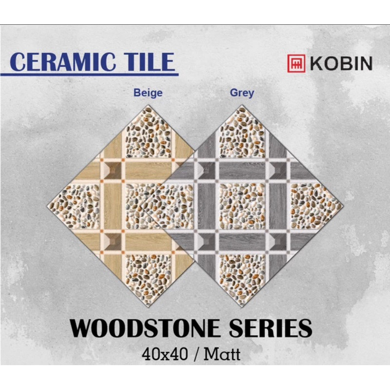 KERAMIK LANTAI WOODSTONE 40x40 / KERAMIK LANTAI KOBIN 40x40 KASAR MATT KW 1 / KW A