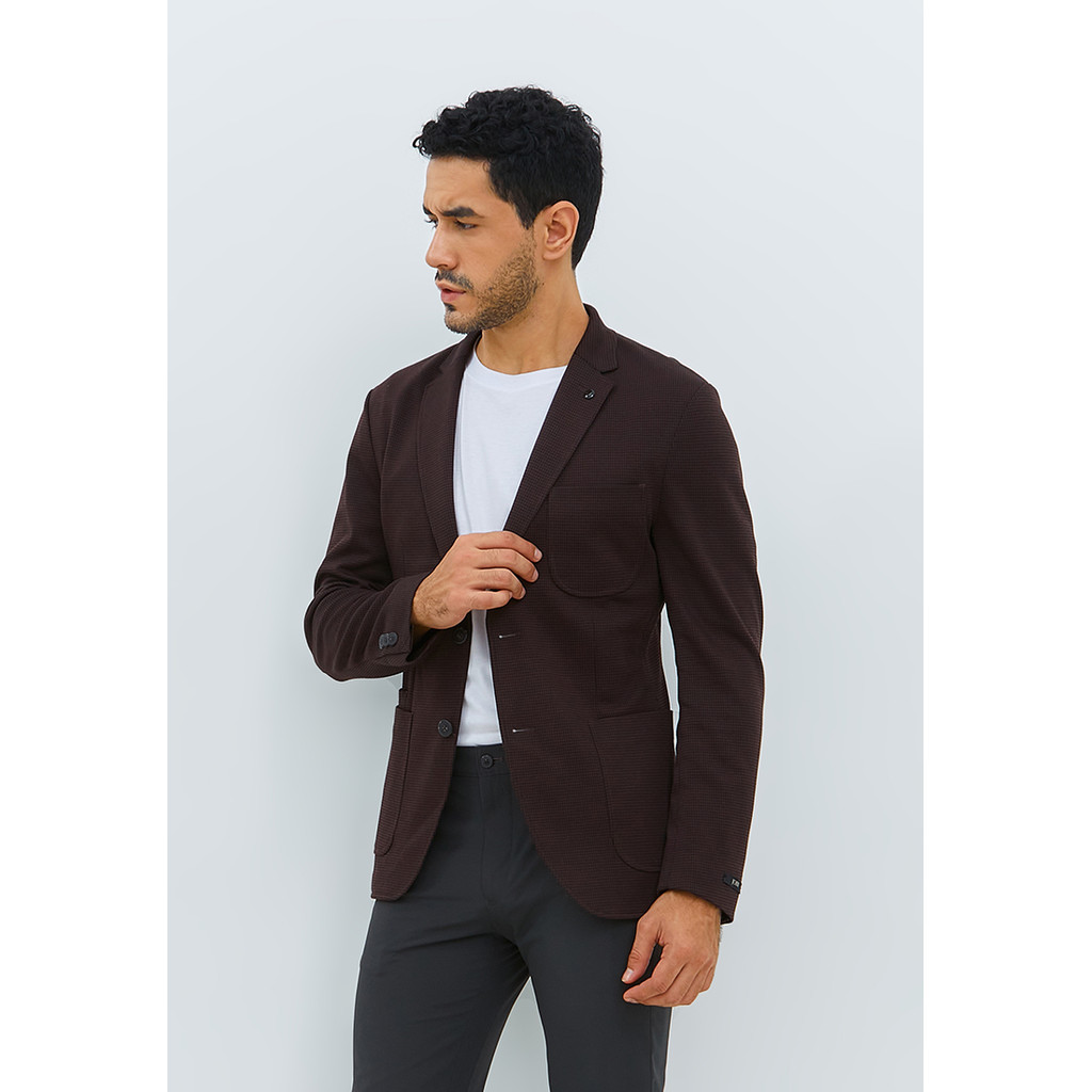 Jobb Scotio-T2 Blazer Pria Slim Fit Wine