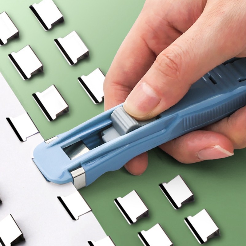 

Mini Traceless Reusable Hand Clamp Push Stapler Paper Book File Office School Student Binder Binding Tools Supplies Accessories