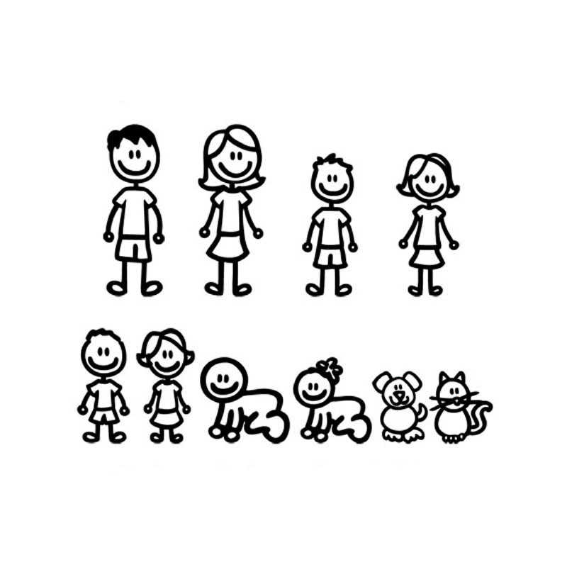 

Interesting Family Covering The Body of Fashion Styling Car Sticker Cartoon Creativity Personality Vinyl Decals,20cm*20cm