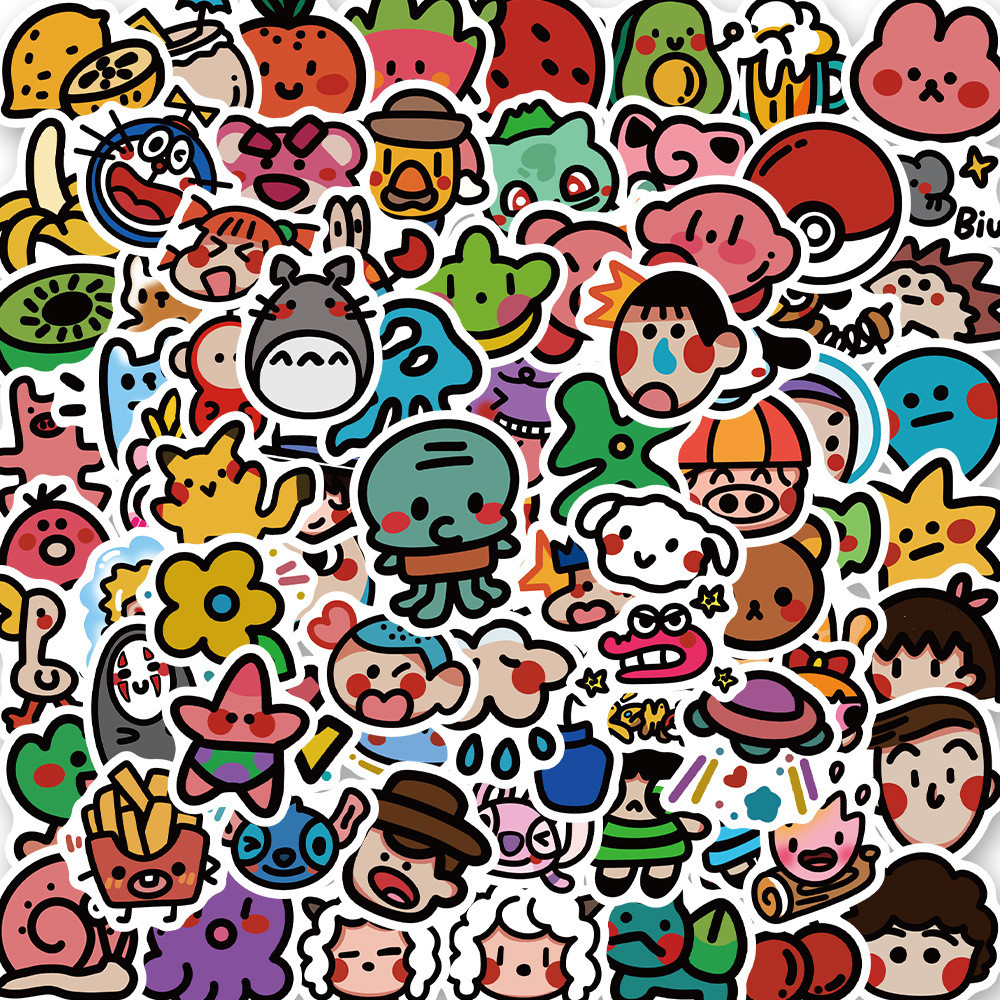 

90Pcs Cute Mixed Anime Oldschool Stickers Kid Toys Skateboard Laptop Bike Car Phone Stationery Cartoon Stickers Children Gift