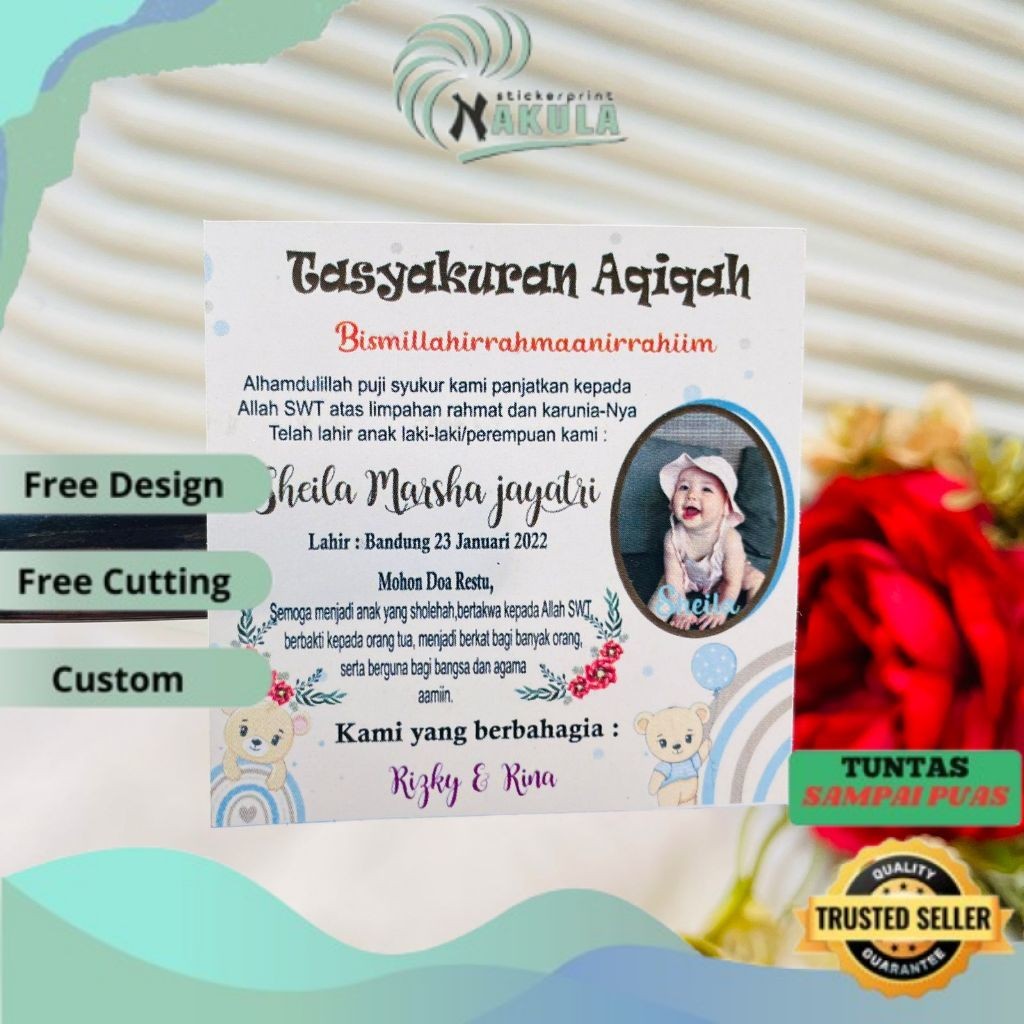 

NKL 2-4 Stiker Tasyakuran Aqiqah Bayi Sticker Syukuran Aqiqah Acara Aqiqah Anak Kotak Uk.Kecil
