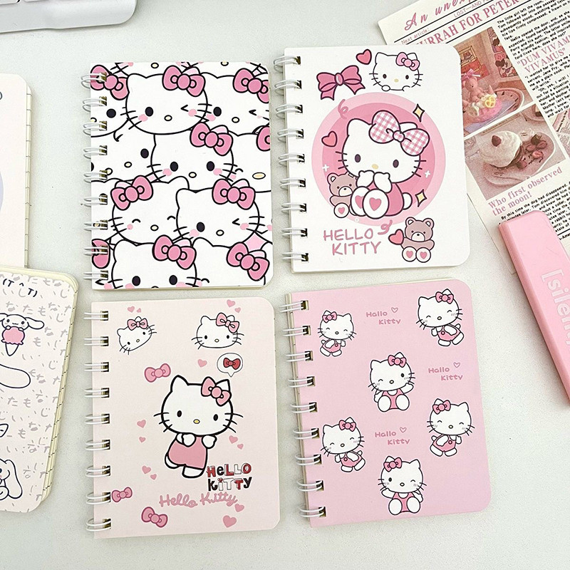 

Cute Hello Kitty Mini Portable A7 Coil Notebook Notepad Diary Student Stationery School Supplies Back To School Kids Gift