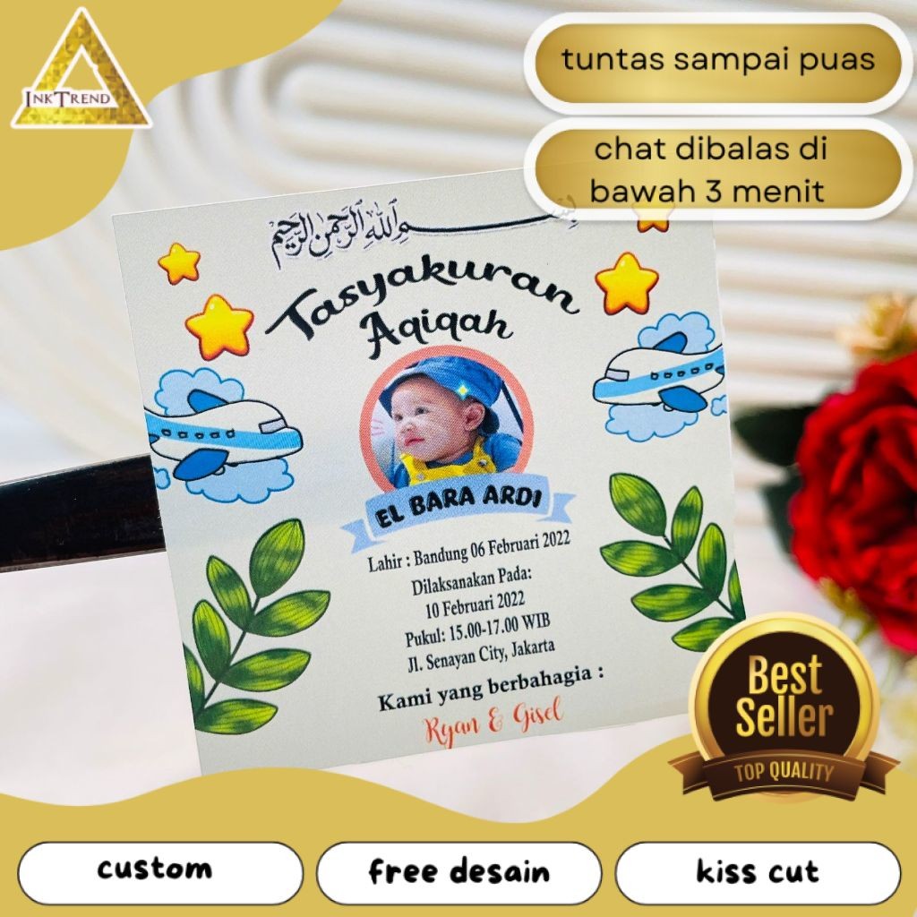 

INKA 2-4 Cetak Stiker Tasyakuran Aqiqah Bayi Sticker Syukuran Qiqah Ikkah Iqqah Anak Bentuk Kotak