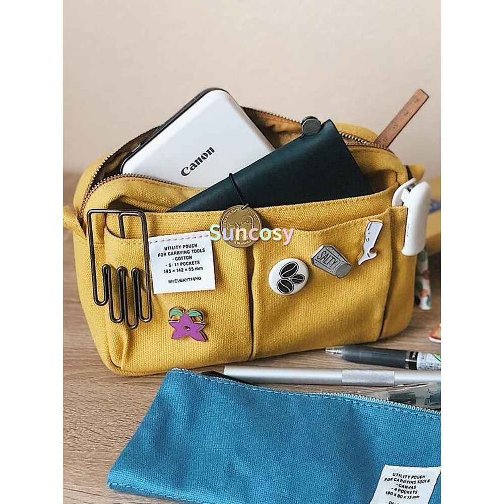 

Ins Style Canvas Pencil Case and Organizer for Planner, stationery Large Capacity,Multiple Pocket,Elegant Portable and Practical