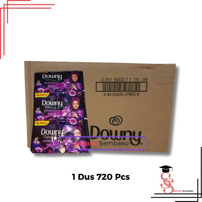 Downy 500 Ungu Pewangi Pakaian 10 ML - 1 Dus 720 Sachet