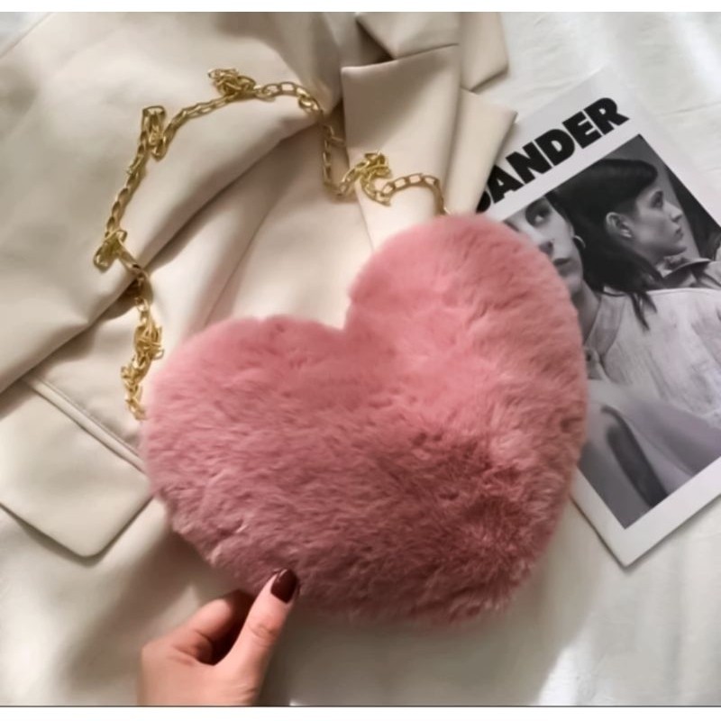 Tas Selempang Wanita Love Bulu Halus Murah Meriah Tas Boneka Tas Anak Selempang Tas Wanita Selempang