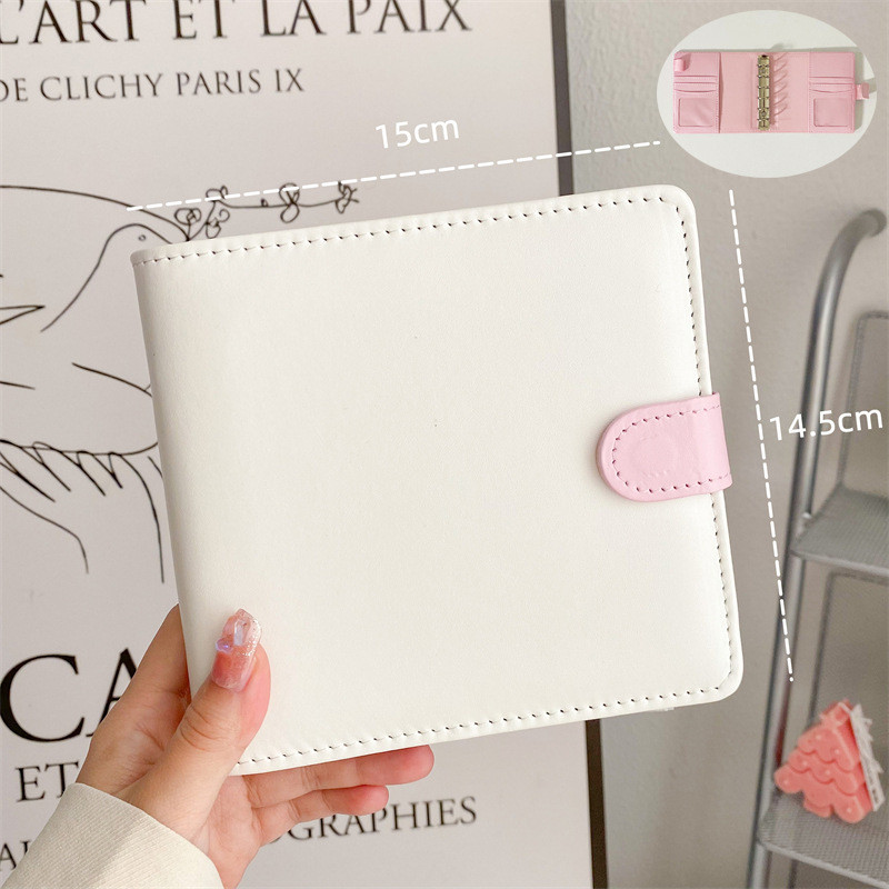 

A7 Square Zip Macaron Pink PU Leather DIY Binder Notebook Cover Diary Agenda Planner Paper Cover School Stationery