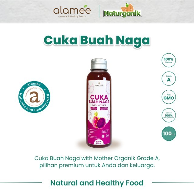 

ALAMEE Cuka Buah Naga Organik Dragon Fruit Cider Vinegar With Mother Fermentasi Probiotik 100ml Naturganik