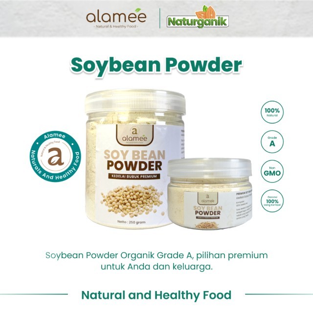 

ALAMEE Soy Milk Bean Powder PREMIUM Bubuk Susu Kacang Kedelai Murni Tinggi Protein Tanpa Gula 250gr Naturganik