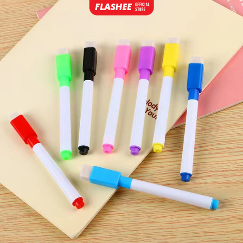 

1 Set 8 Pcs Spidol Warna Warni + Penghapus Sepidol Mini Wipe & Clean