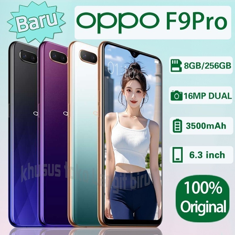hp oppo f9 pro ram8/256gb Ori Baru layar 16MP 6.3 inci HD Camera Android murah fullset resmi Garansi