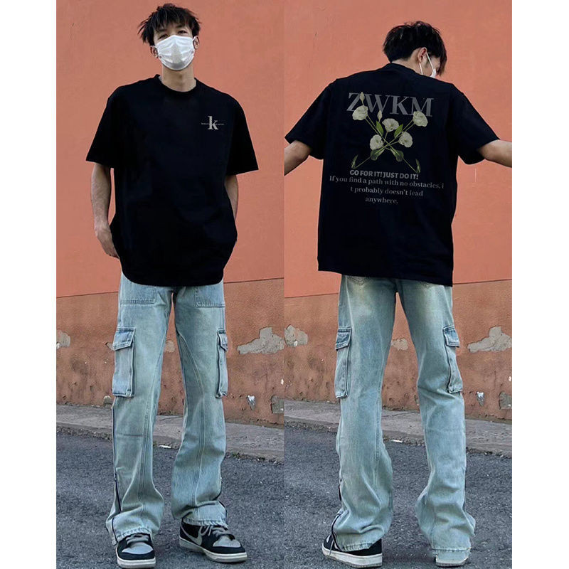 Kaos Hitam Polos Depan Belakang Lengan Katun Atasan Pria Dan Wanita