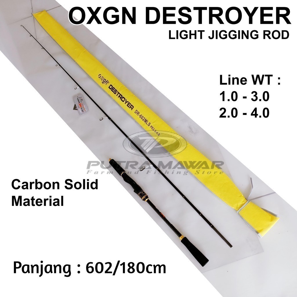 Oxgn Destroyer DR-602mls PE1.0-3.0 Dan PE2.0-4.0 Joran Light Jigging Carbon Solid Ring Guide Fuji To
