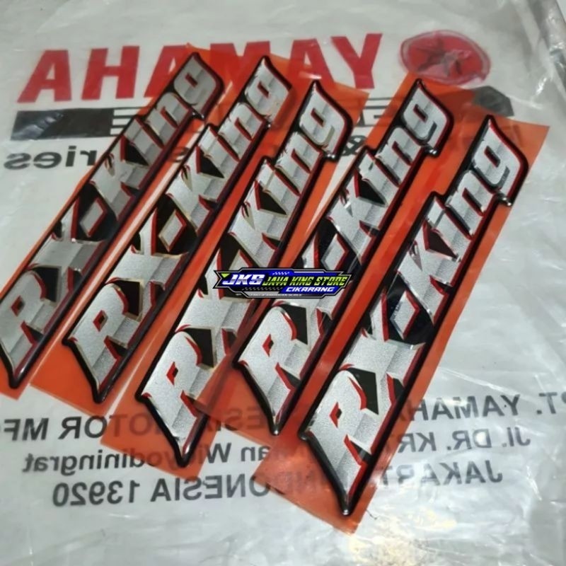 Stiker logo emblem cover box aki dan tangki Rx king rxking 2002 2003 Hitam Original lospek satuan