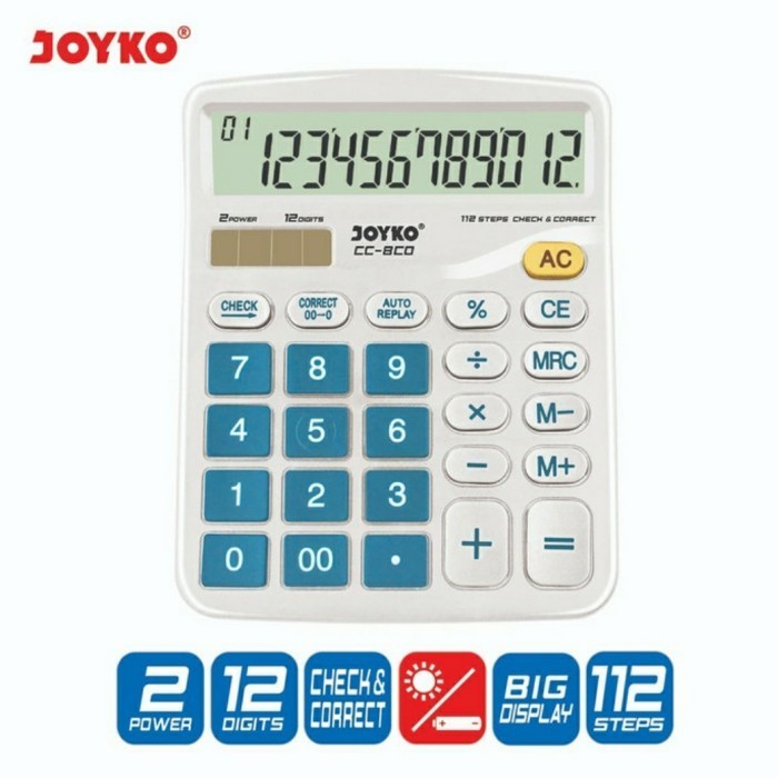 

Kalkulator Joyko CC-8CO 12 Digits / Check Correct - Hijau