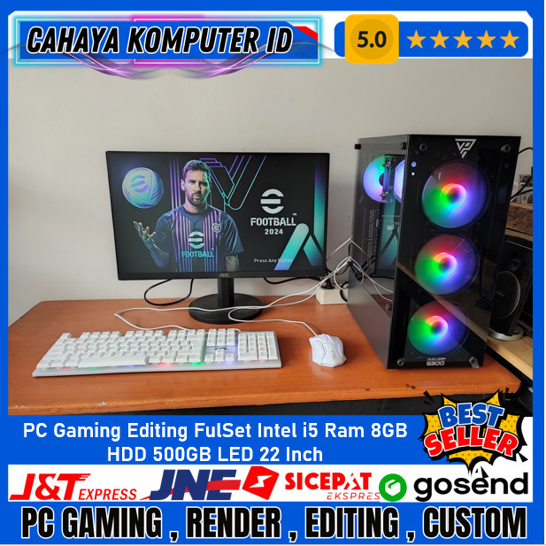 FLASH SALE Pc Gaming Editing Ful set Intel Core I5 Ram 8GB Monitor 22 Inch Keyboard Mouse GAMING Sia