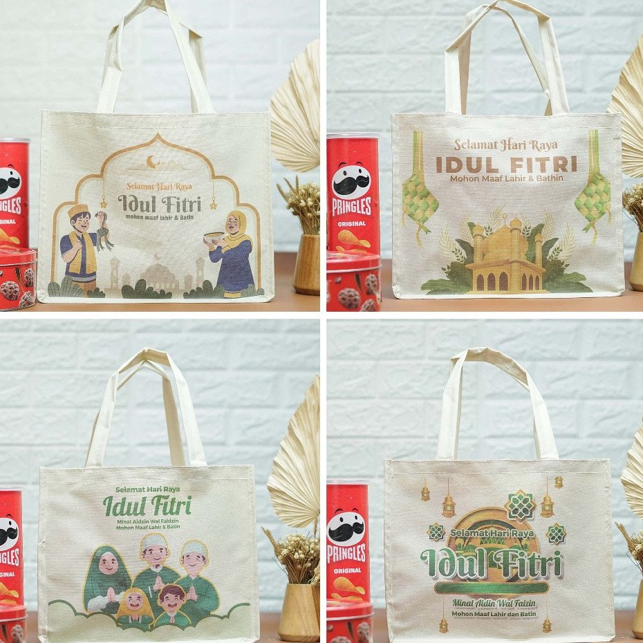 

Uk 25x30x13 Tas Bingkisan Lebaran Tas Parcel Hari Raya Idul Fitri Bahan Kanvas Waterproof