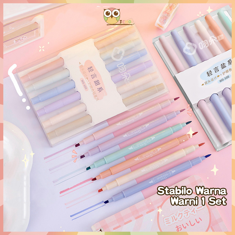 

JCHO Stabillo Pastel 1 Set Warna Warni 6PCS Stabilo Highlighter Stabilo Set Alat Tulis Kantor