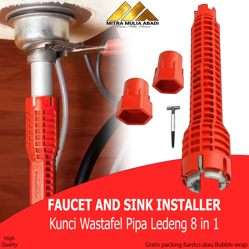 Kunci Pas Keran Wastafel Pipa Ledeng Wrench Faucet Sink 8 in 1