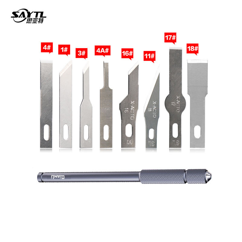 

QIANLI 012 iHilt Non-Slip Metal Scalpel Knife Tools Kit Cutter Engraving Craft knives BSD Blade Phone PCB DIY Repair Hand Tools