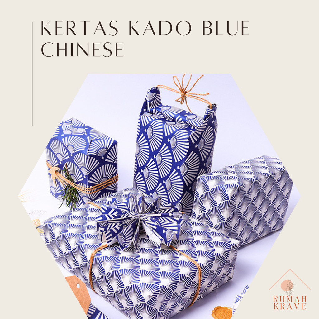 

RUMAH KRAVE - Kertas Kado Blue Chinese Pattern