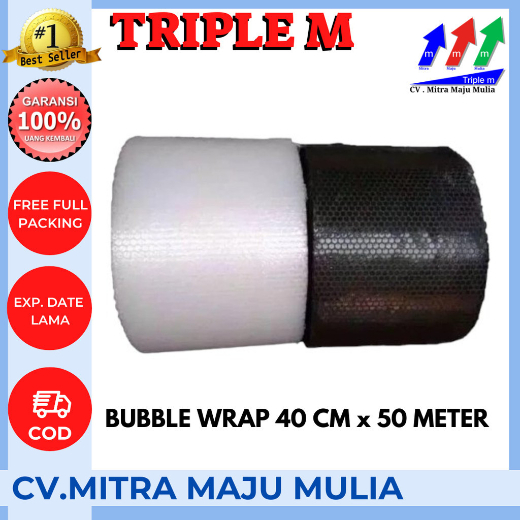 

Bubble Wrap Hitam Bening BubbleWrap 40 cm x 50 meter Murah Tebal Triple M