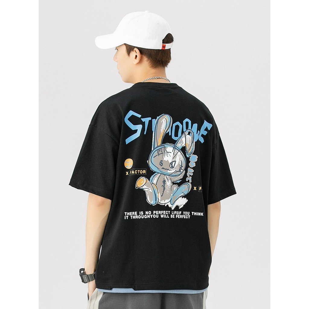 NARTALIY original fashion brand summer fake two cartoon graffiti printed short-sleeved T-shirt men's