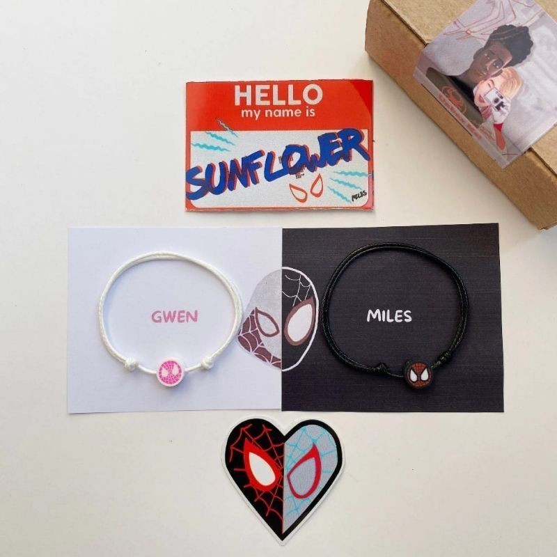 TERMURAHH PAKAI BOX gelang couple Spiderman miles morales & Gwen stacy tali korea kraft_acc