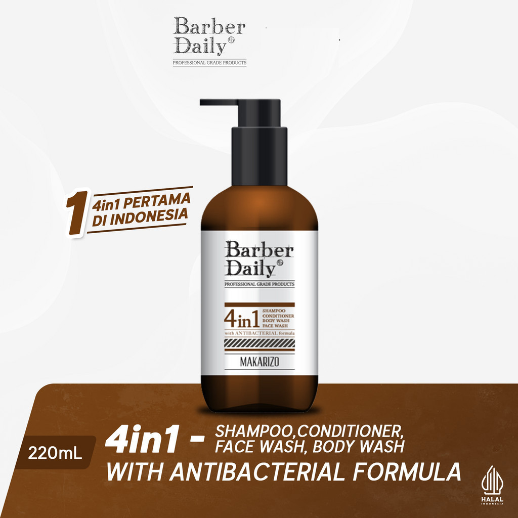 Makarizo Barber Daily 4IN1 Shampo, Conditioner, Body Wash, Face Wash - 220ml