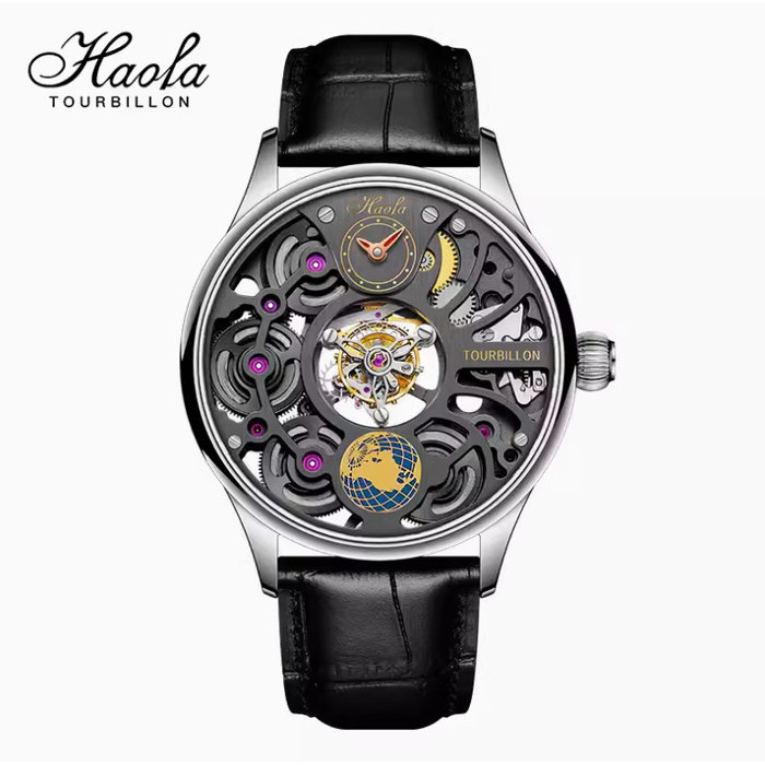 HAOFA 1037 TOURBILLON MECHANICAL LUXURY MEN WATCH - Silver Black