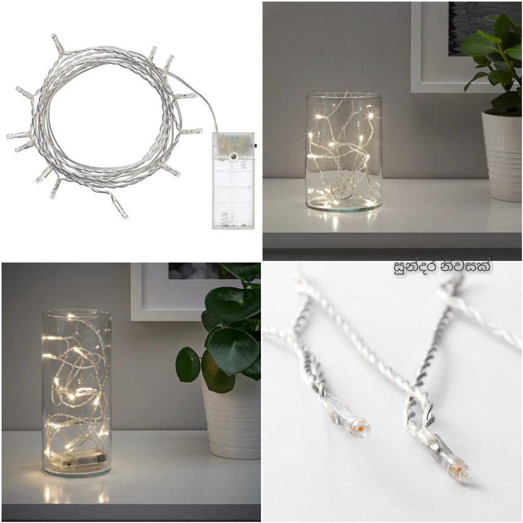 LEDFYR Rantai lampu led dengan 12 lampu dalam ruang dioperasikan dengan baterai warna perak lampu ka