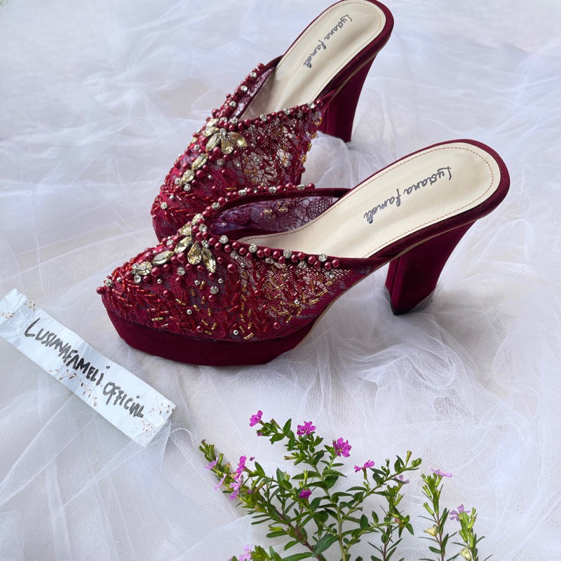 𝑳𝑼𝑺𝑰𝑨𝑵𝑨 𝑳𝑼𝑺𝑰𝑨𝑵𝑨 𝑰  sepatu Heels payet wedding shoes  sandal pesta hak request sepatu platform sendal