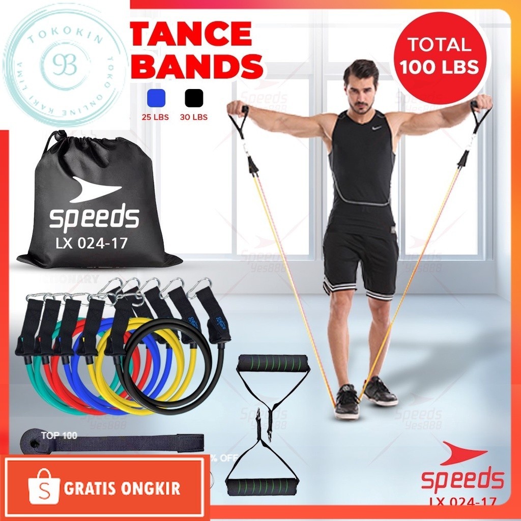 Peralatan Terkini / SPEEDS Alat Olahraga Tarik Karet Adjustable Resistance Bands Latihan Tarikan Ola
