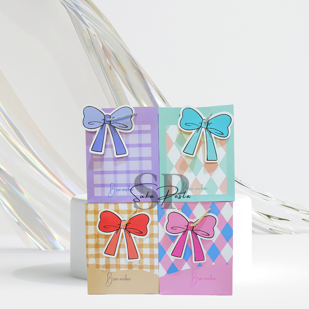 

Paper Bag Ultah Kado Motif Pita / Goodie Bag / Tas Kado Ulang Tahun