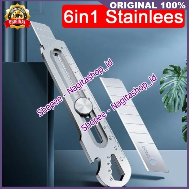 

Cutter Serbaguna Multifungsi 18mm Stainless 6 IN 1 100% ASLI ORIGINAL