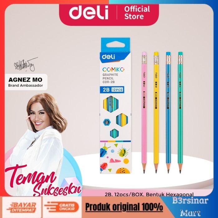 

[[KUALITAS TERBAIK]] Deli Pensil 2B Hexagonal Lapisan Luar Warna Pastel 12pcs EC0112B COD