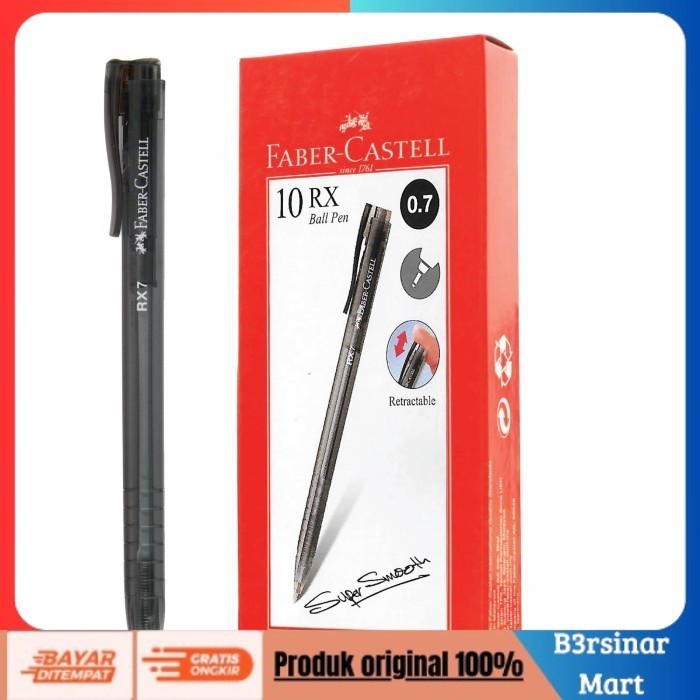 

[[KUALITAS TERBAIK]] Pulpen / Ballpoint FaberCastell RX 0.7 mm tinta hitamBox isi 10 pcs COD