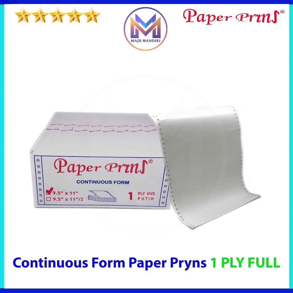 

Kertas Continuous Form 1 Ply Full Paperpryns / Ukuran 9,5x11' (Inch)