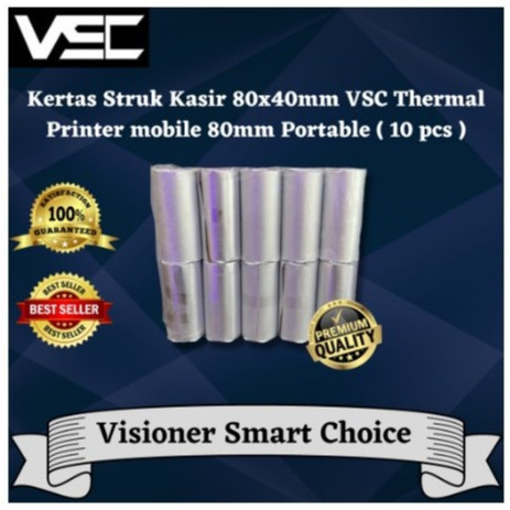

(10PCS) Kertas Struk Kasir 80x40mm VSC Thermal Printer mobile 80mm