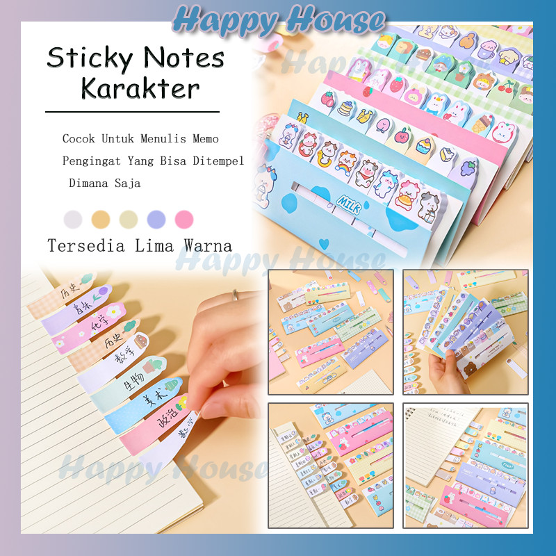 

8 IN 1 Motif Lucu Kertas Tempel / Pembatas Buku Dengan / Penggaris Mini Sticky / Notes Colorful