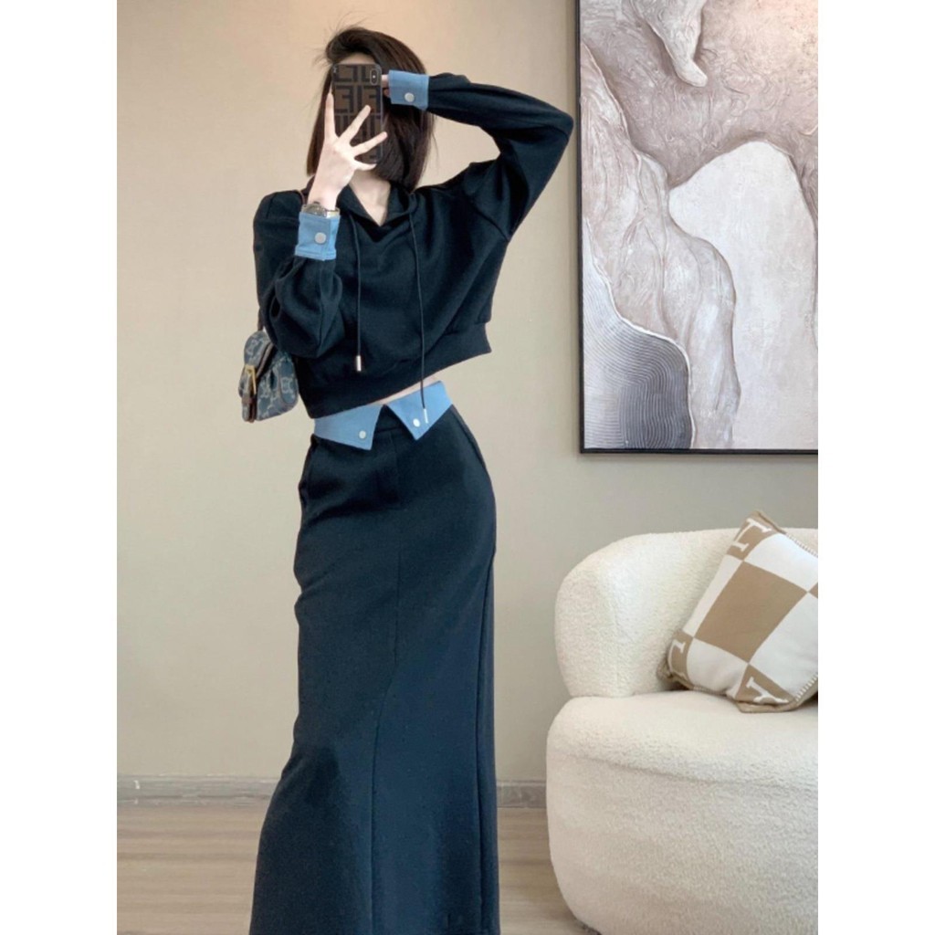 New casual and fashionable hoodie set dress for women