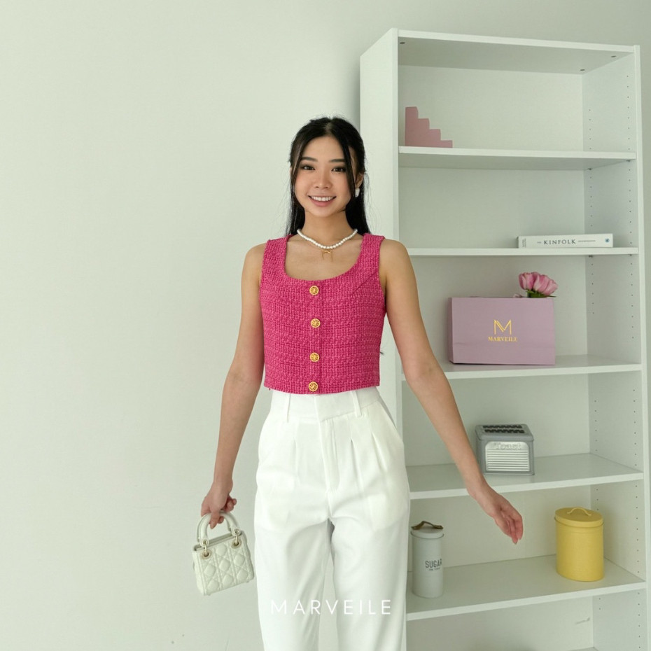Dahye Tweed Top / Korean Tweed Top Wanita