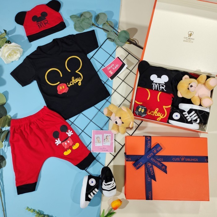 

(NEW) -Paket hampers baby boy (0-12 bulan)hadiah kado anak/ bayi lahiran laki - MR MICKEY, box biasa