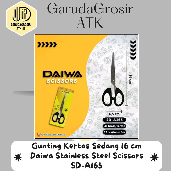 

Gunting Kertas Sedang 16 cm Daiwa Stainless Steel Scissors SD-A165